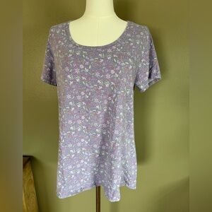 LuLaRoe Purple Floral Short Sleeve Top
